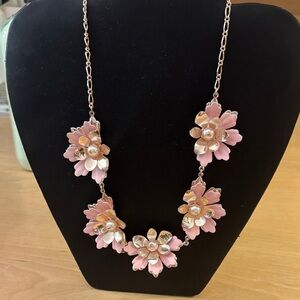 INC International Concepts Pink and Gold Floral Statement Necklace and Earrings